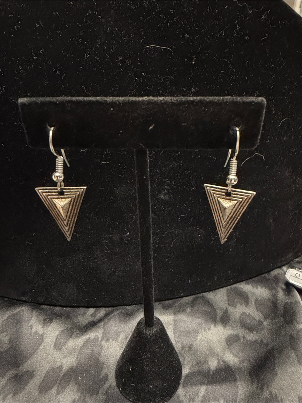 Silver Triangle Drop Earrings - Modern Geometric Design